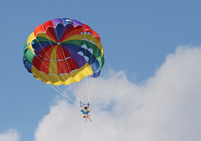 Parasailing over the sea in Goa