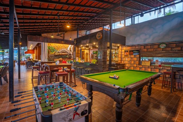 Games area with foosball table