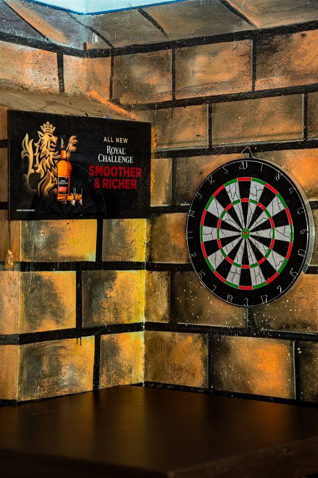 Dartboard on the bar wall