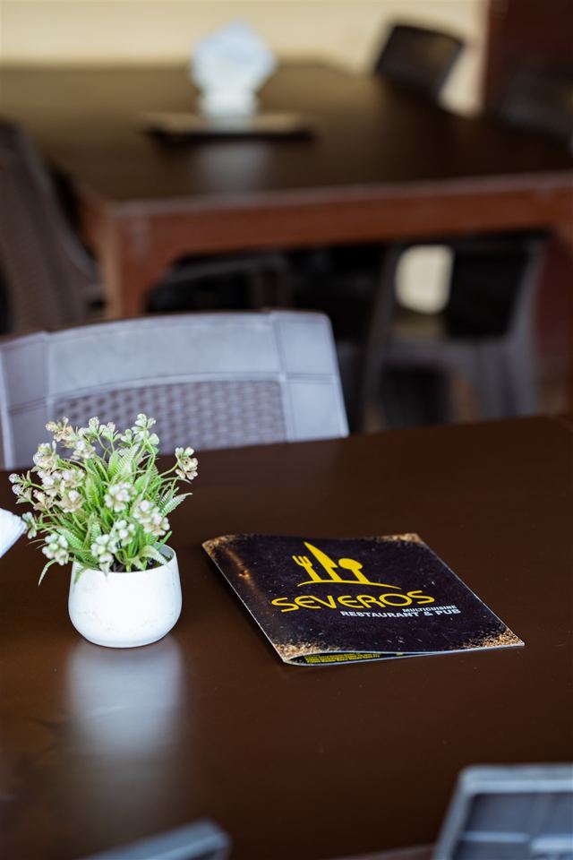 Severos menu on a dining table