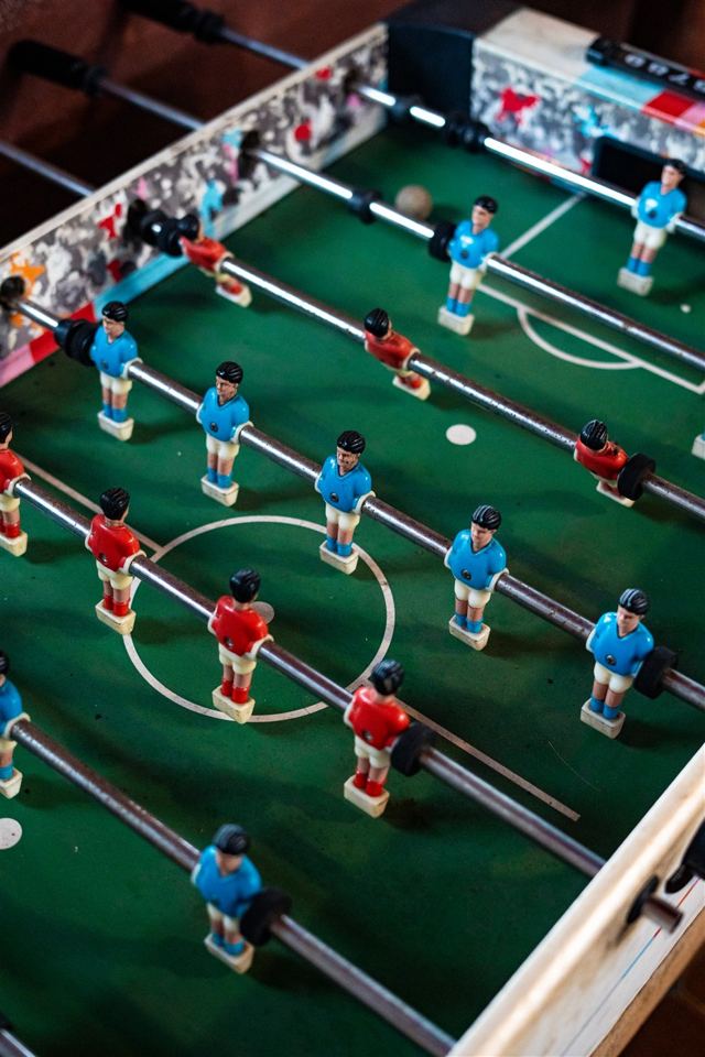 Foosball table close-up