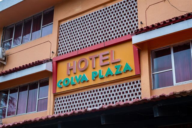Hotel Colva Plaza signboard on the facade